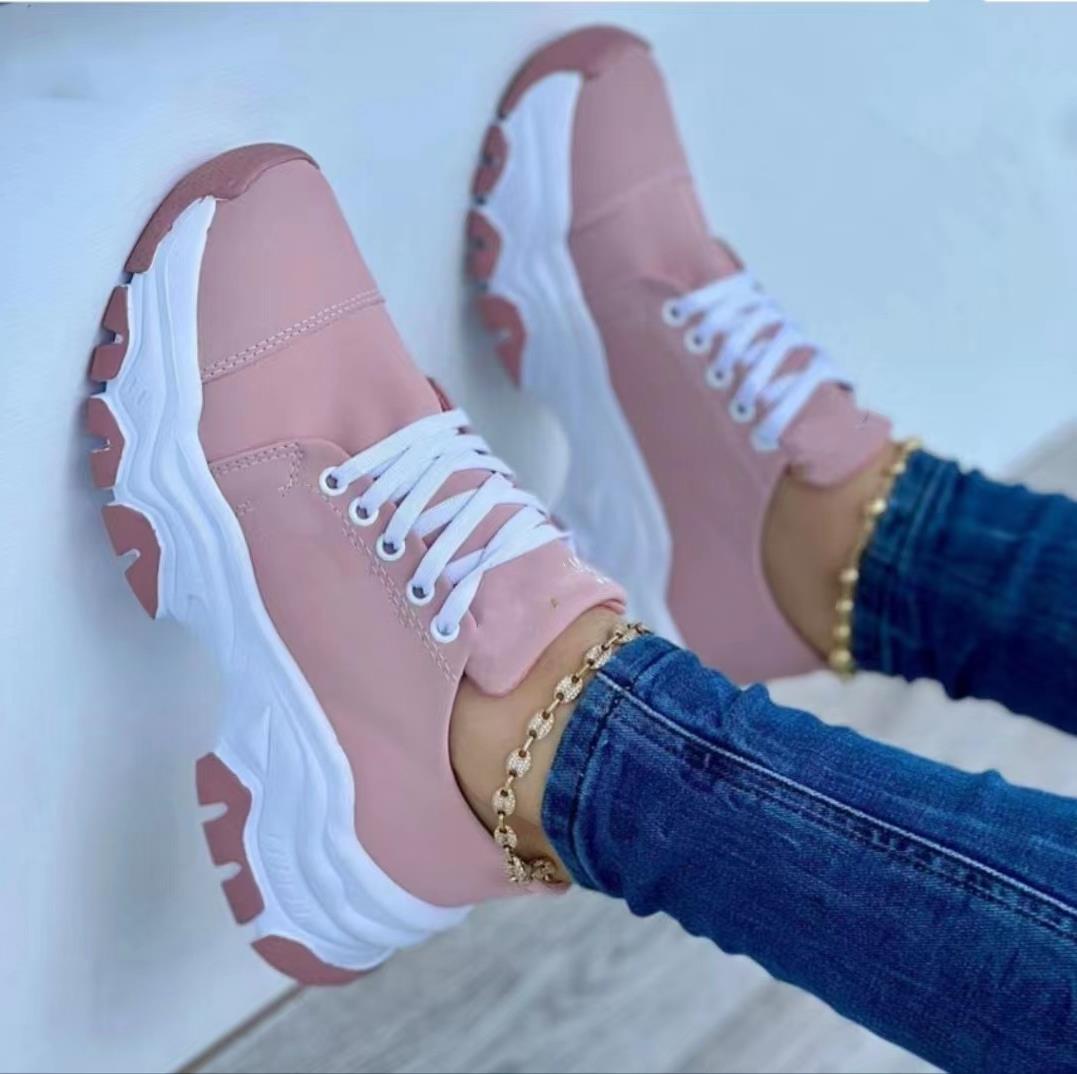 Platform Sport Flats Shoes Lace-up Sneaker Outdoor Walking Casual Shoes Women Platform Sport Flats Shoes Lace-up Sneaker Outdoor Walking Casual Shoes Women